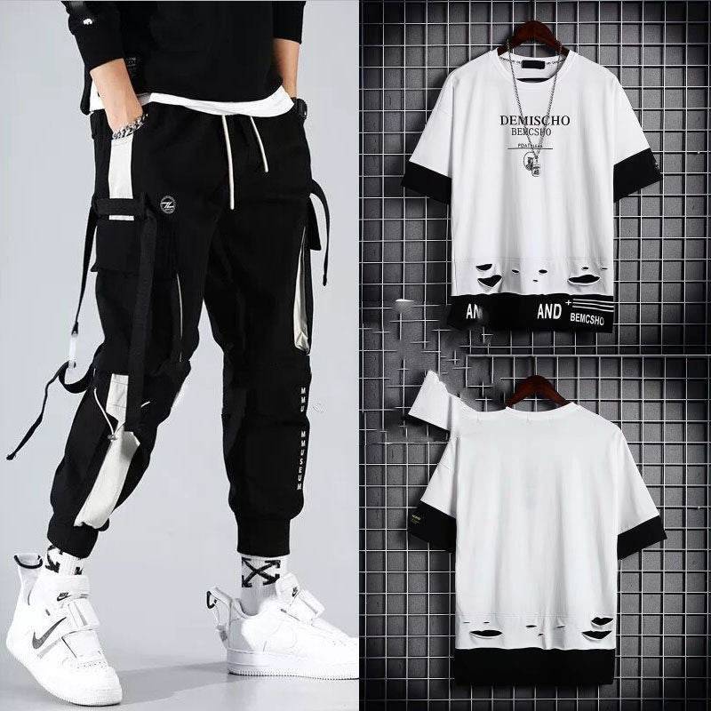 Buycenter Loose Hip-Hop Overalls for Men - Summer Fashion with Hood - Buy Center US