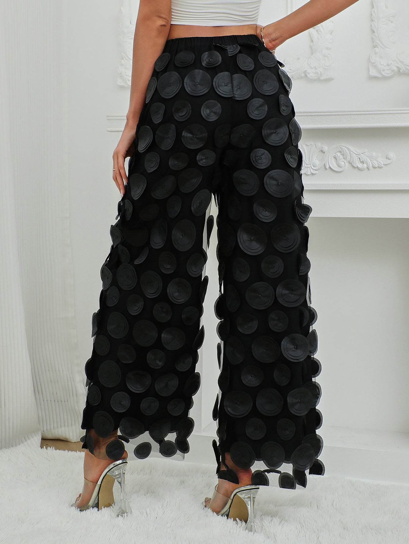 Stylish High Waist Straight Pants - Tassel Hollow Round Design for Ladies - Buy Center US
