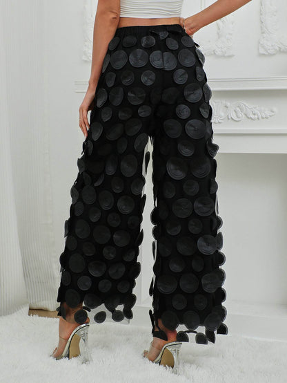 Stylish High Waist Straight Pants - Tassel Hollow Round Design for Ladies - Buy Center US