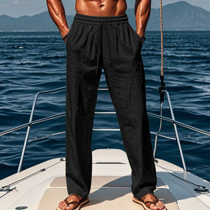 Breathable Cotton-Linen Leisure Sports Trousers - Mid Waist, Multiple Colors - Buy Center US