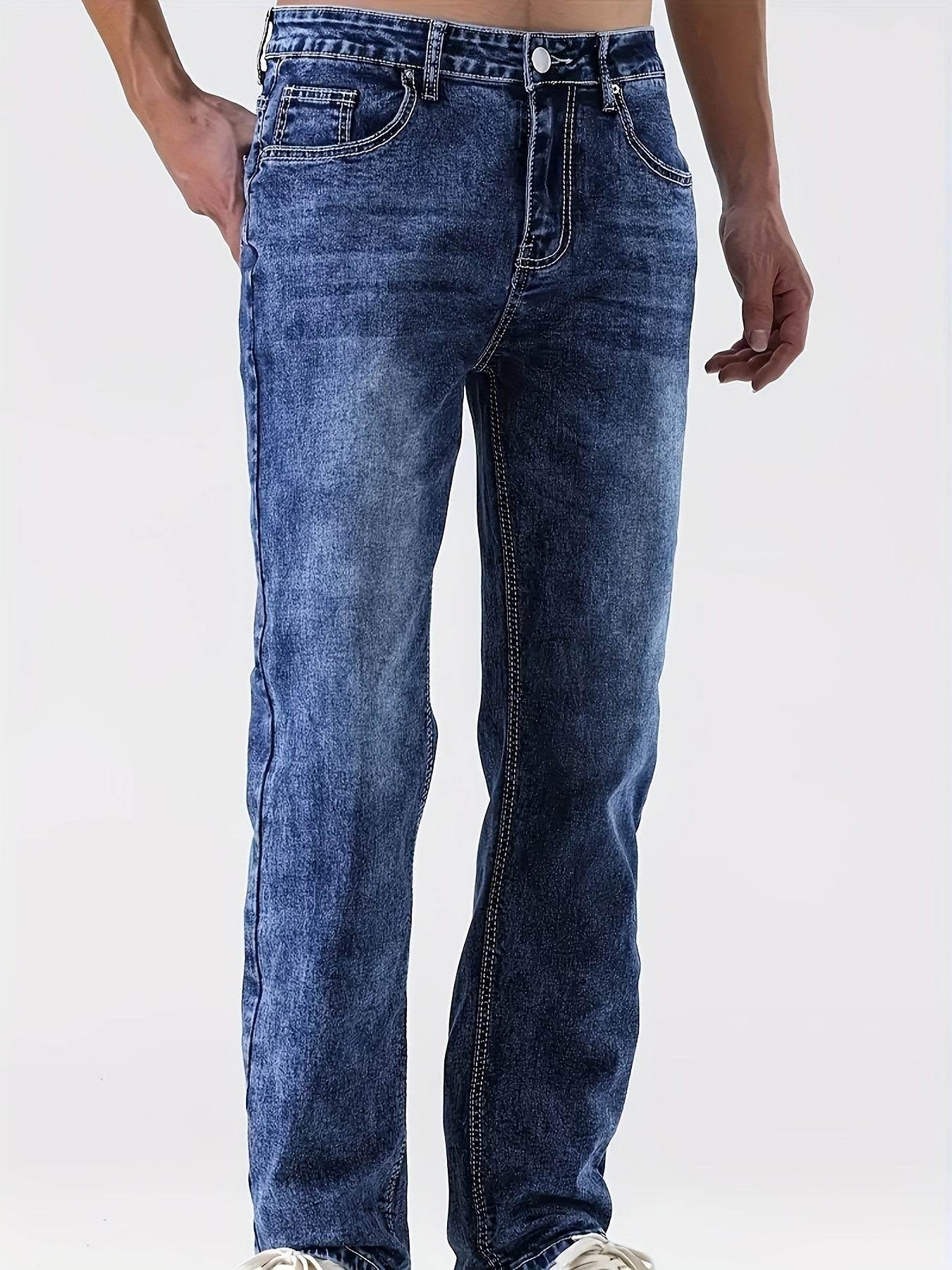 Men's Casual Straight Leg Jeans - 2024 New Style with Elastic Fit - Buy Center US