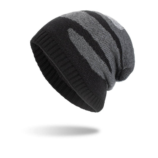 Buycenter Tricolor Striped Knit Beanie - Warm Wool Pullover Cap - Buy Center US