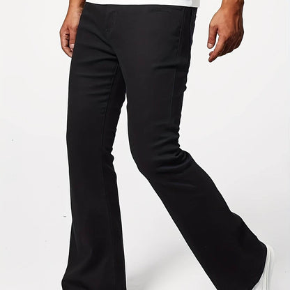 Men's Stretch Denim Flare Jeans - Casual Mid-Rise Comfort Fit Blue - Buy Center US