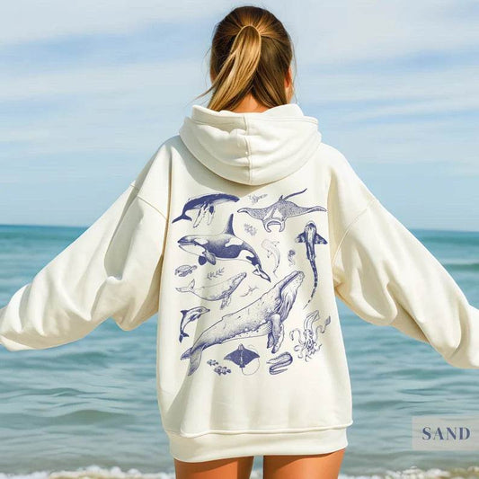 Oceans Respect The Local Printed Hoodie - Loose Style, Long Sleeve, Pocket - Buy Center US