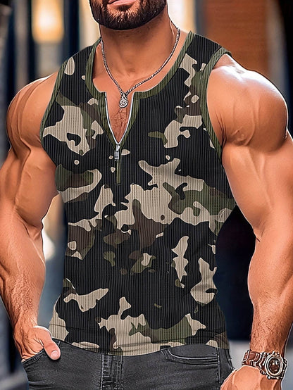 Men's Stylish Color-Blocked Casual Tank Top - Crew Neck, Slim Fit - Buy Center US