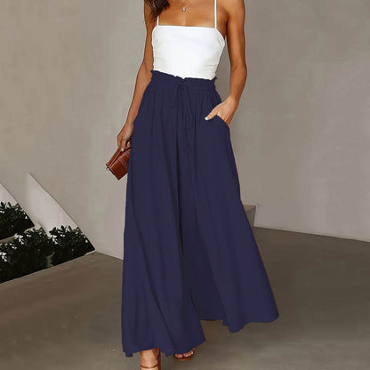 Stylish Plus Size Wide Leg Pants - Paper Bag Waist, Loose Fit Design - Buy Center US