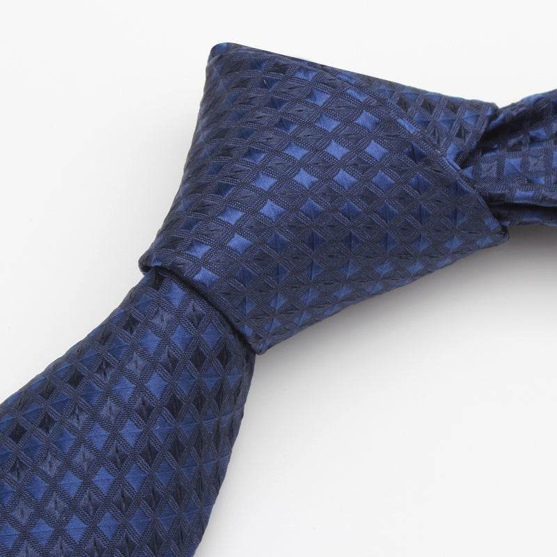 Buycenter Navy Blue Plaid Tie for Men - 7cm Business Casual Style - Buy Center US