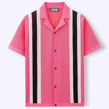 Men's Casual Cuban Collar Short Sleeve Knitted Cardigan - Summer Style - Buy Center US