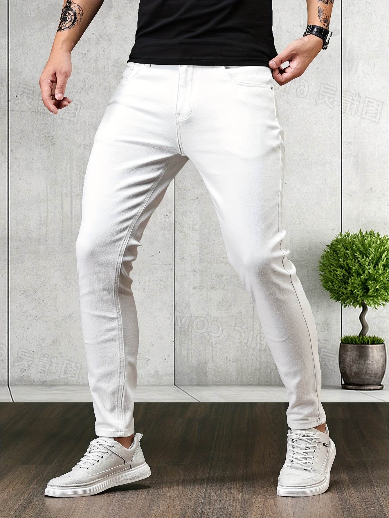 Men's Mustard Yellow Slim-Fit Jeans - All-Season Casual Comfort - Buy Center US