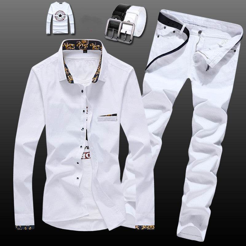 Buycenter Men's Slim Fit Shirt & Jeans Set - Youthful Style Options - Buy Center US