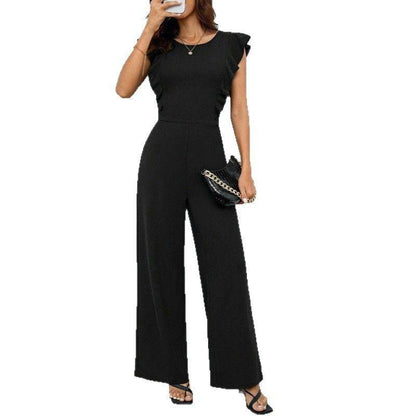 Women's High Waist Ruffles Jumpsuit - Trendy Street Style Wide Leg - Buy Center US