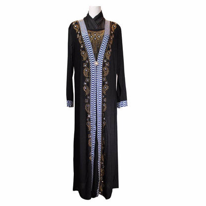 Buycenter Muslim Ramadan Fashion Beaded Dress - Elegant Crystal Hemp - Buy Center US