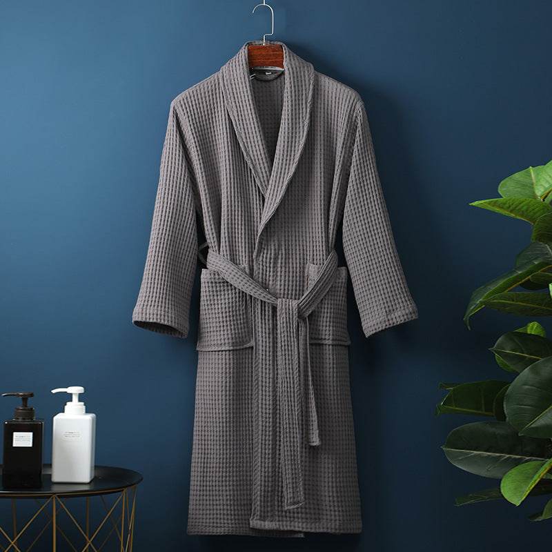 Buycenter Pure Cotton Bathrobe - Long Waffle Nightgown for Couples - Buy Center US