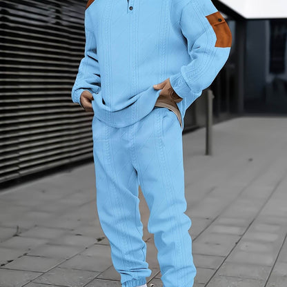 Casual Men's Jacket and Pants Set - Comfortable V-Neck, Perfect for Fall - Buy Center US