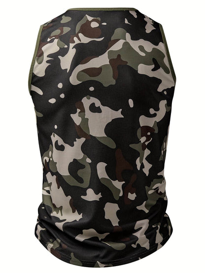 Men's Stylish Color-Blocked Casual Tank Top - Crew Neck, Slim Fit - Buy Center US
