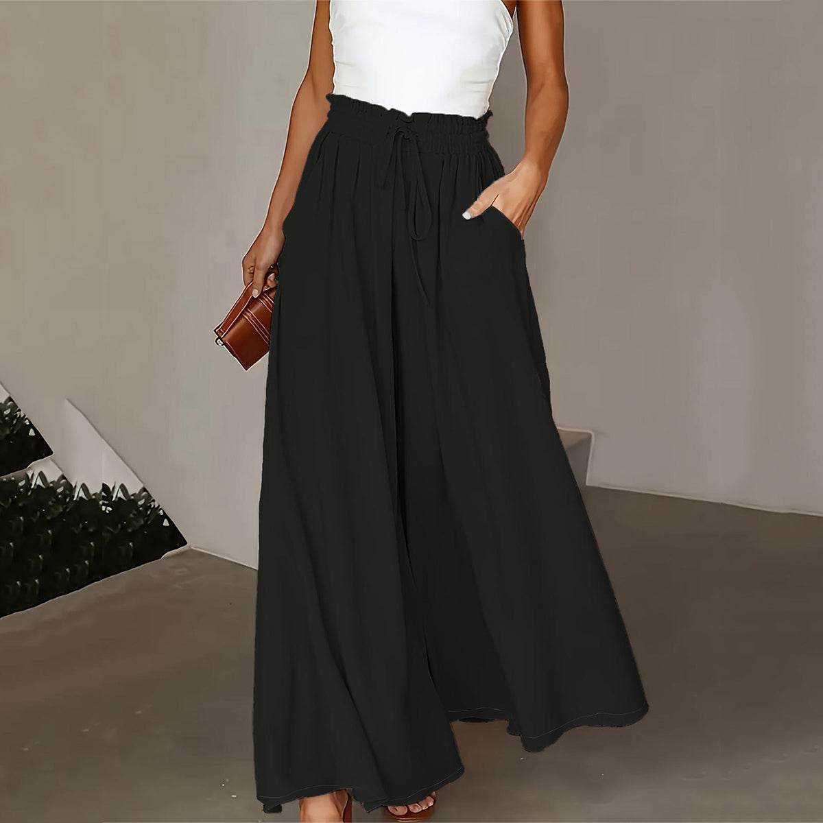 Casual High Waist Wide Leg Palazzo Pants - Effortless Elegance for All-Day Comfort - Buy Center US