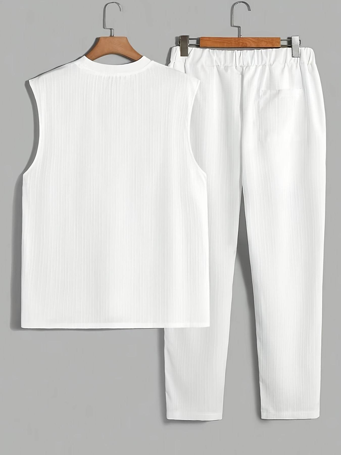 Men's Casual Sleeveless Crew Neck T-Shirt & Pants Set - Summer Style - Buy Center US