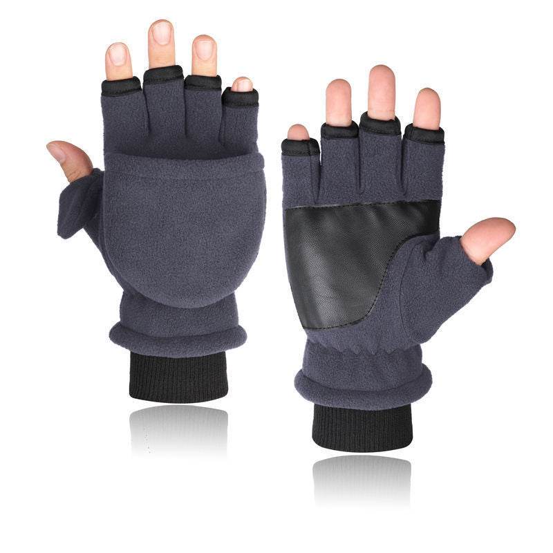 Buycenter Double-Layer Velvet Gloves - Touch Screen Half Finger Design - Buy Center US