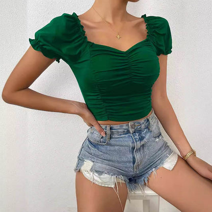 Women's V-Neck Short Sleeve Top - Loose Fit, Spring/Summer Style - Buy Center US