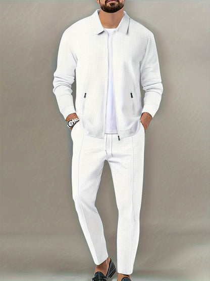 Casual September Jacket and Pants Set - Long Sleeve, Solid Color - Buy Center US