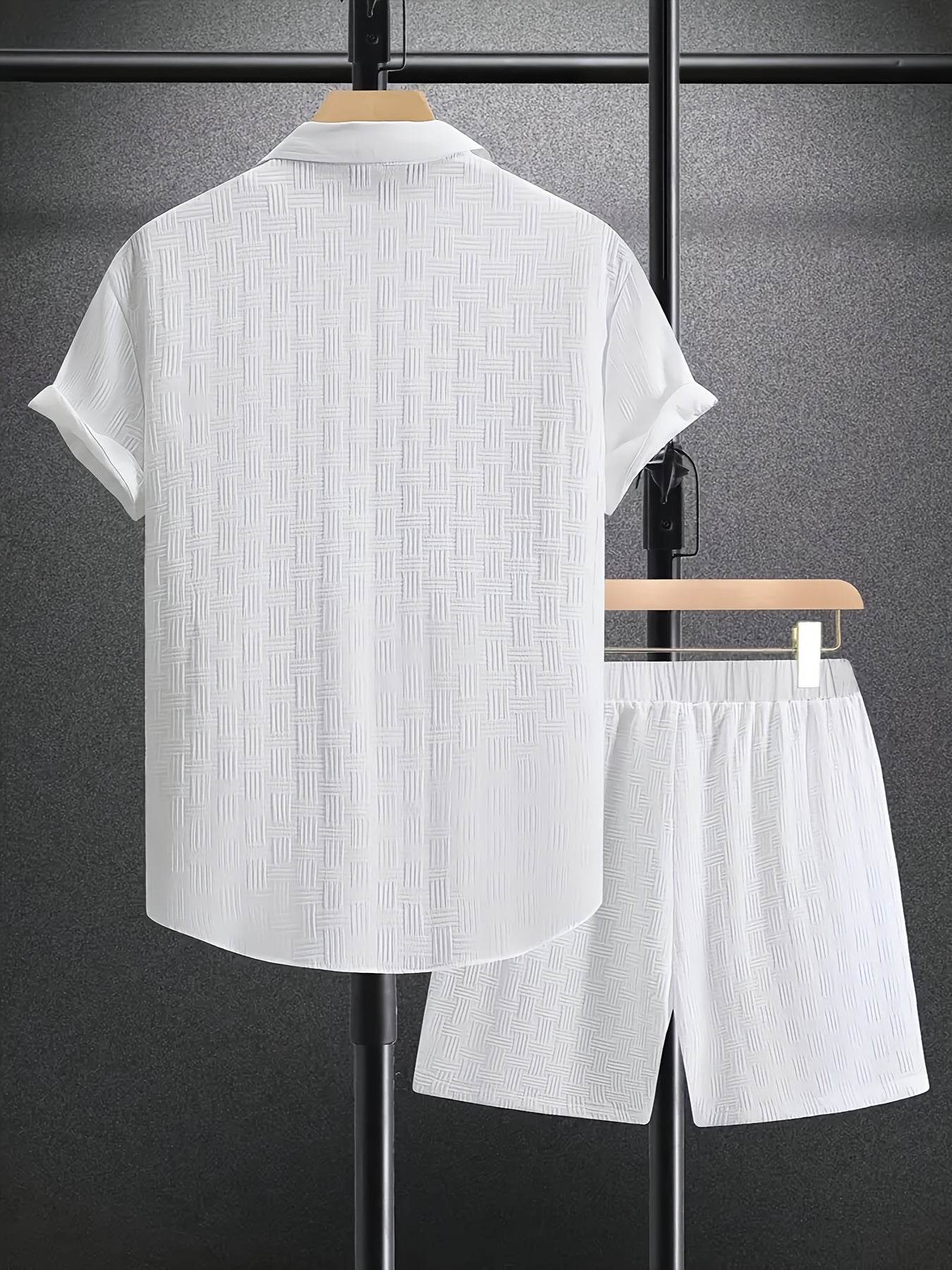 Men's Summer Casual 2-Piece Outfit Set - Slim Fit Short Sleeve & Shorts - Buy Center US