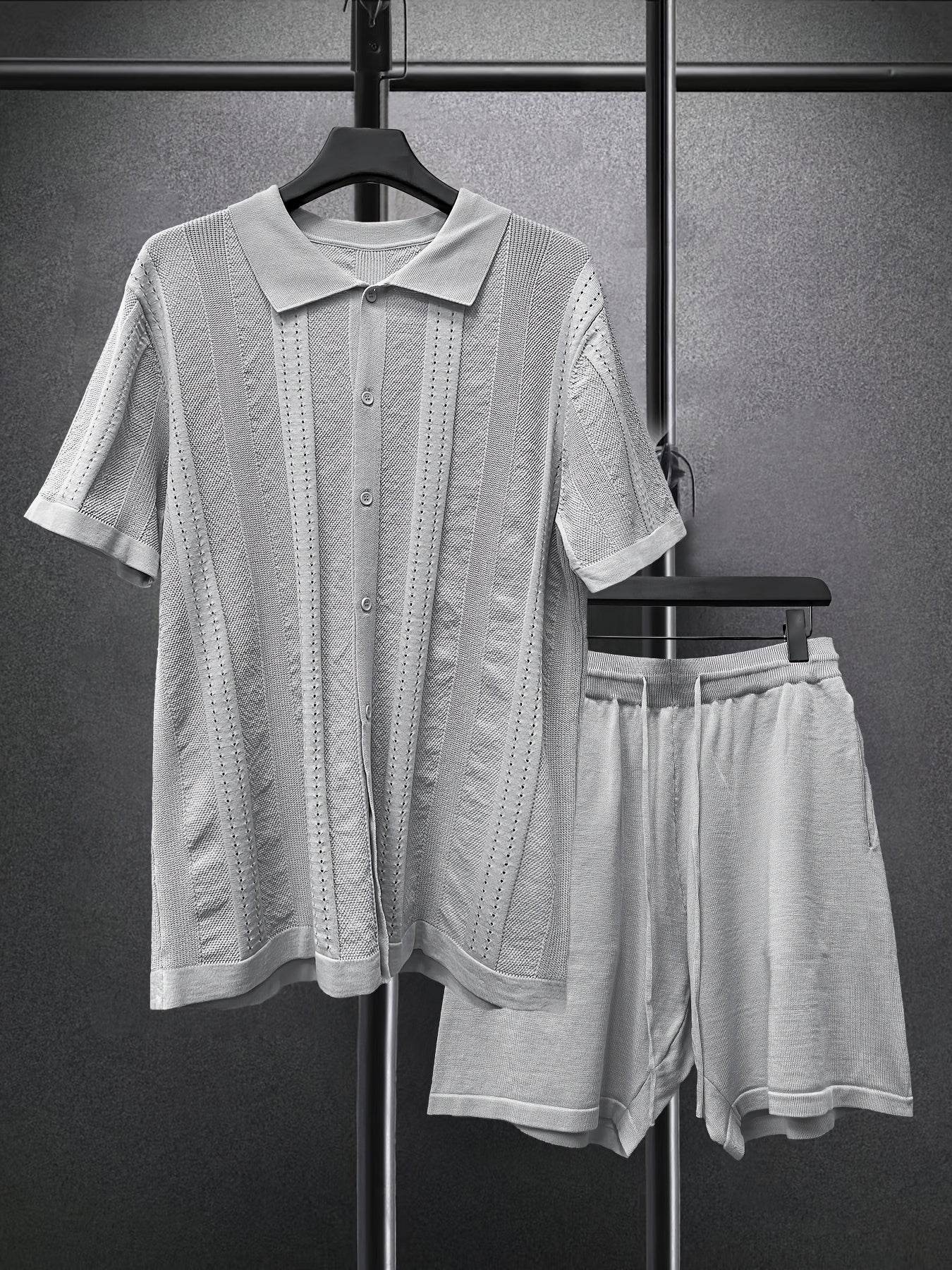 Men’s Casual Summer Knit Polo & Shorts Set - Breathable Lightweight Polyester - Buy Center US