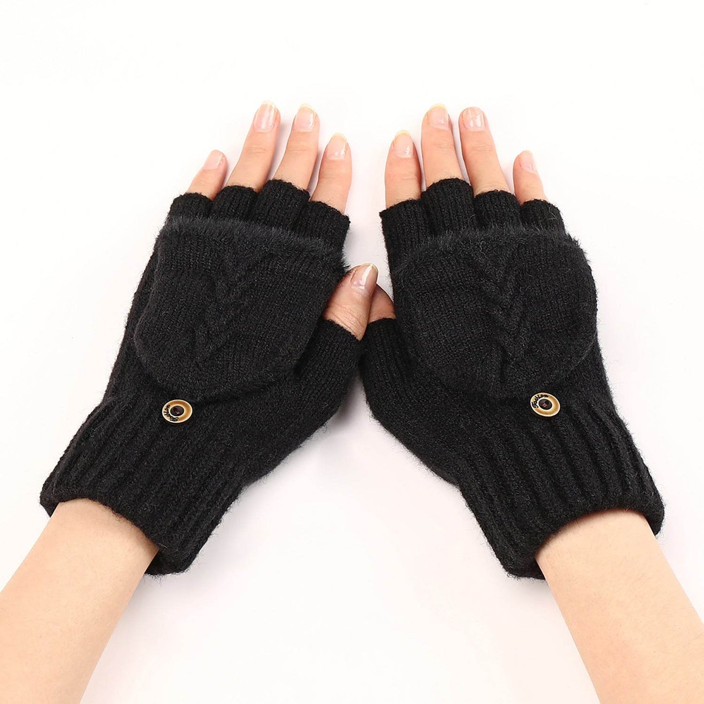 Women's Warm Wool Fingerless Gloves - Fashionable & Touchscreen Ready - Buy Center US
