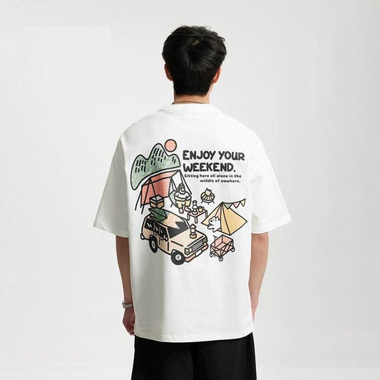 Outdoor Camping Printed T-Shirt - Loose Fit, Short Sleeve, Summer Style - Buy Center US