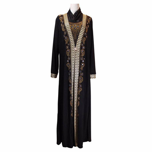 Buycenter Muslim Ramadan Fashion Beaded Dress - Elegant Crystal Hemp - Buy Center US