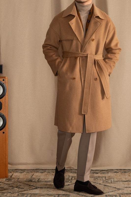 Buycenter Men's Wool Drop Shoulder Coat - Casual Mid-Length Design - Buy Center US