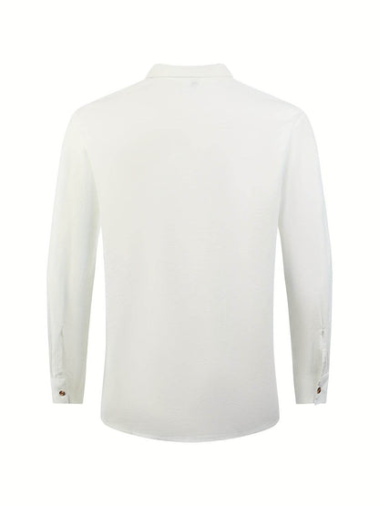 Men's Casual Cotton Linen V-Neck Shirt & Pants Set - Spring/Fall Fashion - Buy Center US