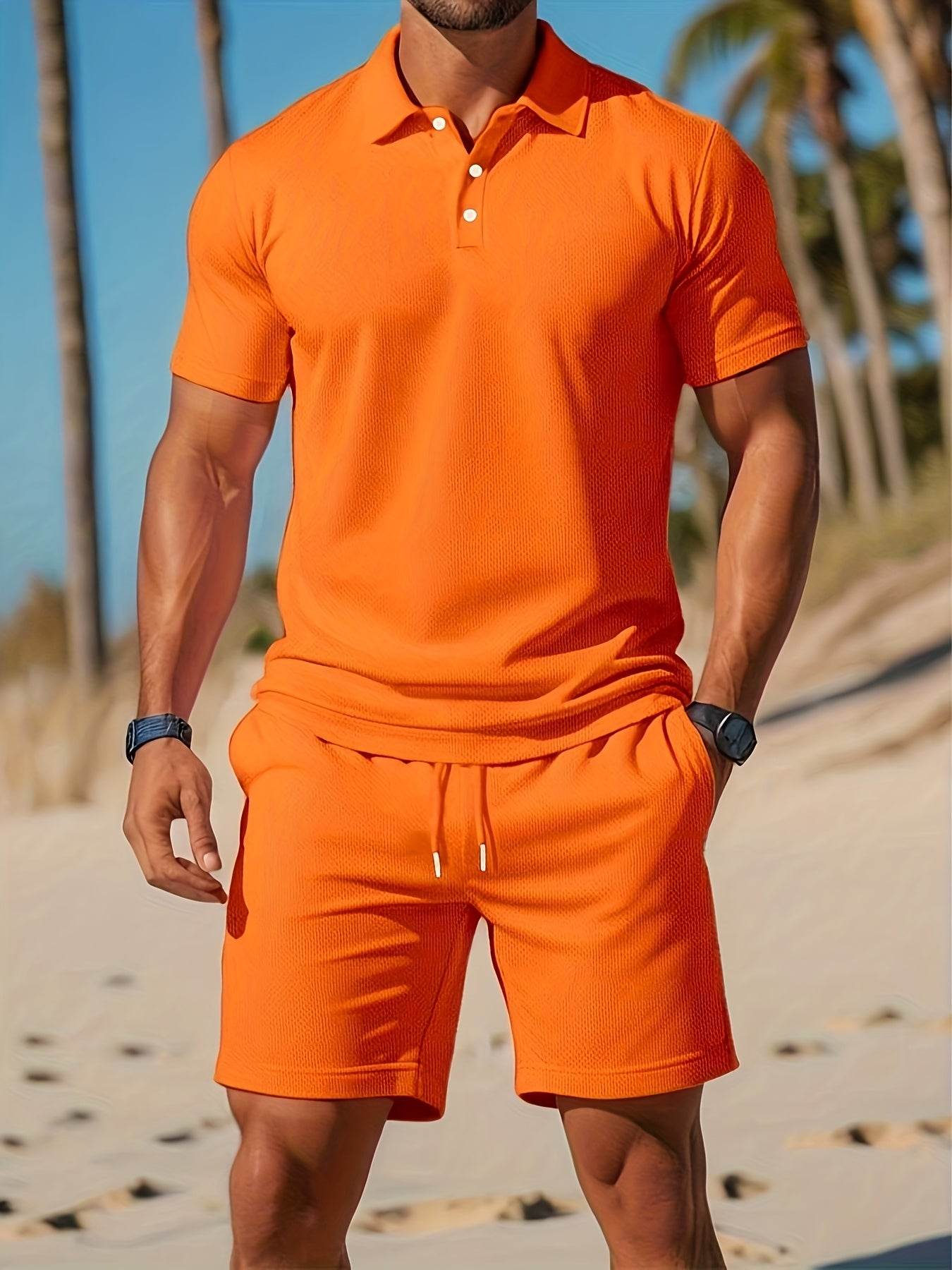 Men's Casual Two-Piece Set - Stylish Cardigan Top & Short Pants for Summer - Buy Center US