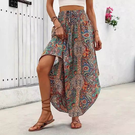 Casual Personality Printed A-Line Skirt - Floral Polyester Design - Buy Center US