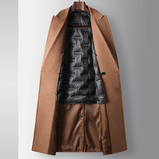 Buycenter Warm Woolen Coat - White Duck Down Liner in Camel, Gray, Black - Buy Center US