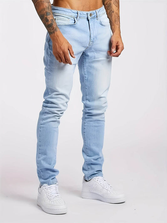 2024 Men's Skinny Fit Jeans - Casual All-Season Denim, Medium Stretch - Buy Center US