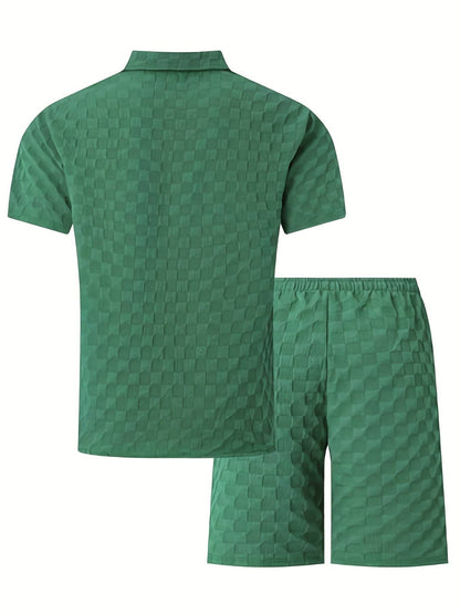 NIKXUAN Men's Casual Short-Sleeved Suit - Breathable Checkered Summer Top - Buy Center US