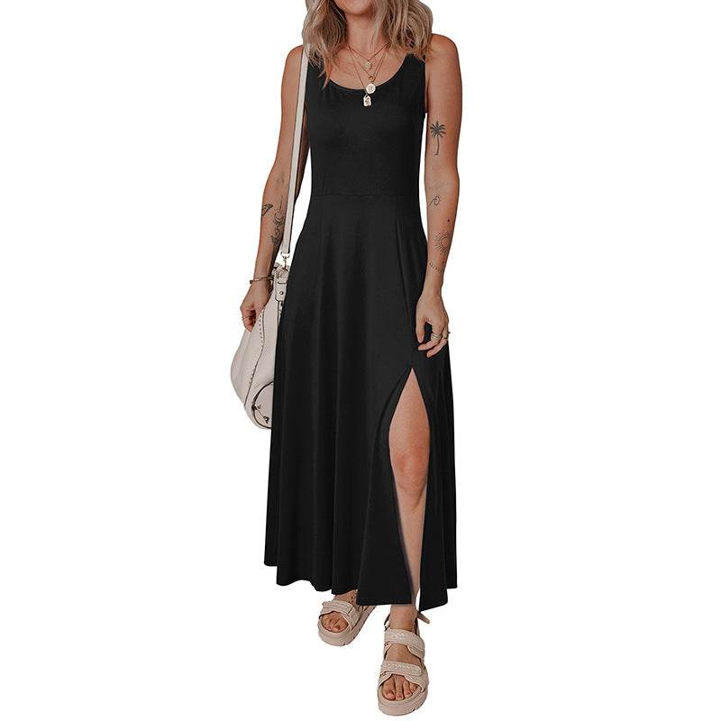 Elegant Sleeveless Long Knitted Dress - European & American Style - Buy Center US
