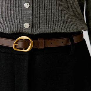 Genuine Cowhide Leather Belt for Women - Stylish Pin Buckle, 100CM - Buy Center US