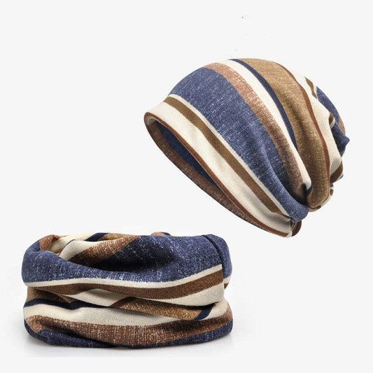 Buycenter Striped Scarf Hat for Men & Women - Unisex Casual Pullover - Buy Center US