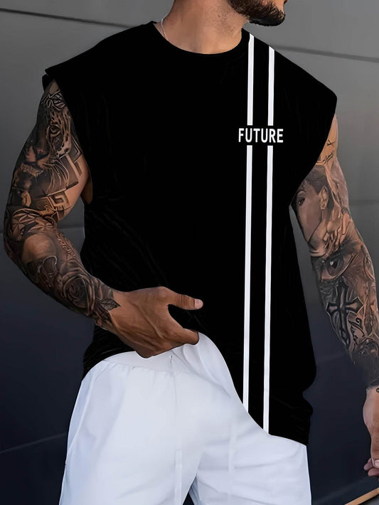 Men's 3D Black Patterned Tank Top - Breathable Sleeveless Sports Vest - Buy Center US