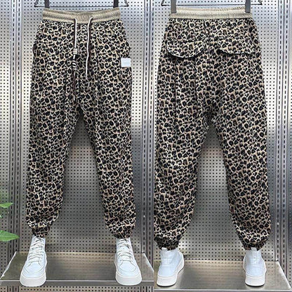 Men's Leopard Print Trousers - Loose Fit Casual Harem Pants - Buy Center US