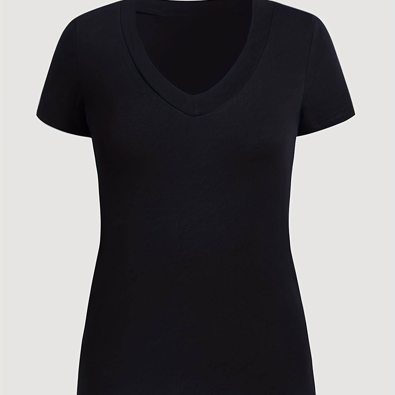 Women's V-neck Slim-fit Top - Short Sleeve, Available in Multiple Colors - Buy Center US