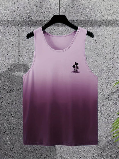 Men’s Gradient Tank Top - Casual Slim Fit, High Stretch Polyester - Buy Center US