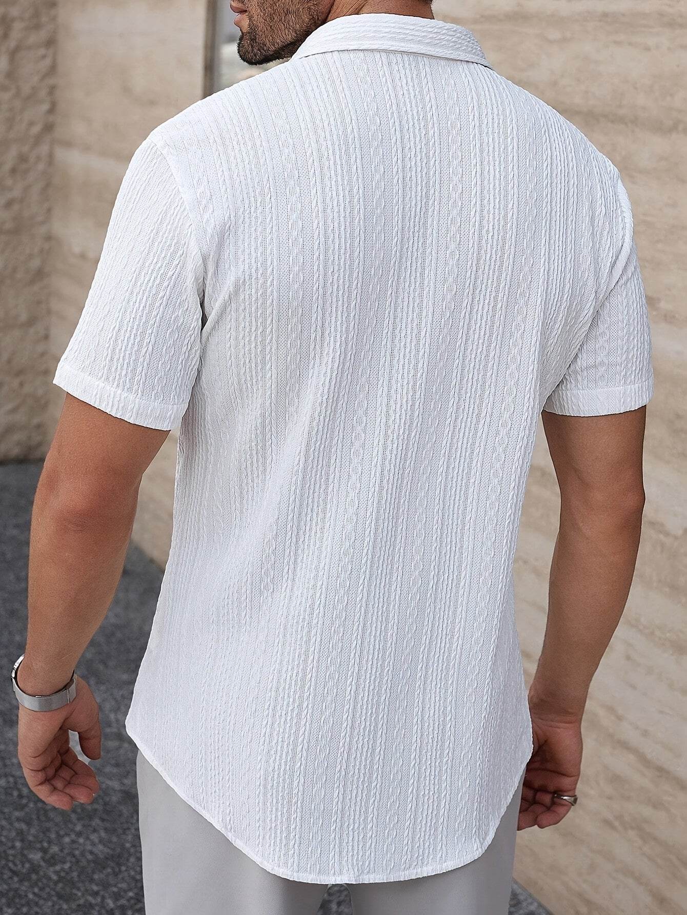 Men's Geometric Pattern Casual Shirt - Short Sleeve Lapel Collar Fit - Buy Center US