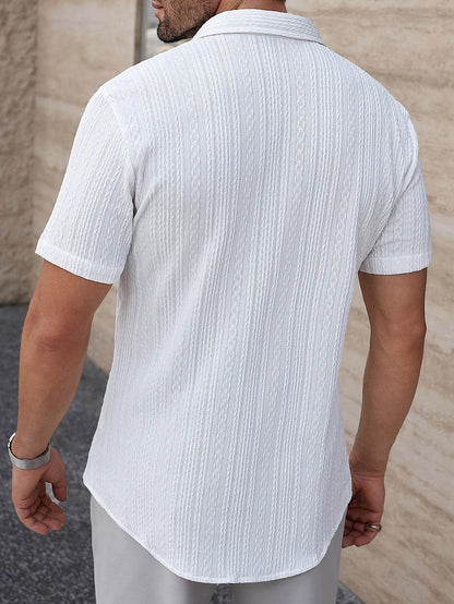 Men's Geometric Pattern Casual Shirt - Short Sleeve Lapel Collar Fit - Buy Center US