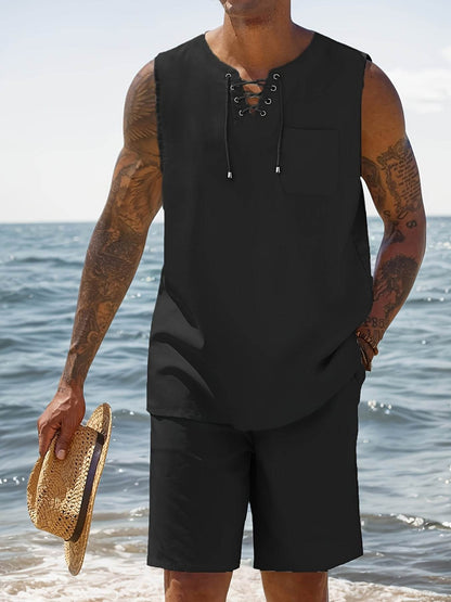 Men's Casual Sleeveless Tank Top & Shorts Set - Breathable Summer Activewear - Buy Center US