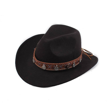 Woolen Cowboy Hat for Men & Women - Adjustable Ethnic Style Summer Accessory - Buy Center US