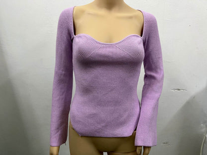 Women's Long Sleeve Off-Neck Pullover Sweater - Stylish & Cozy Top - Buy Center US