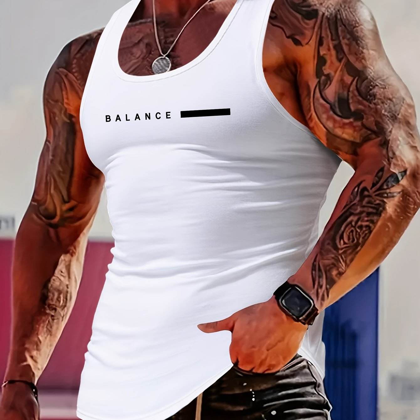 MBD Men's Trendy BALANCE Pattern Vest - Slim Fit Casual Summer Style - Buy Center US