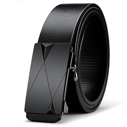 Buycenter Men's Automatic Buckle Belt - Two-layer Cowhide, Business Casual - Buy Center US